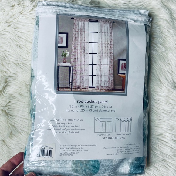 Peri Home 1 Rod Pocket Panel Kelly Print Aqua NEW - Picture 3 of 5